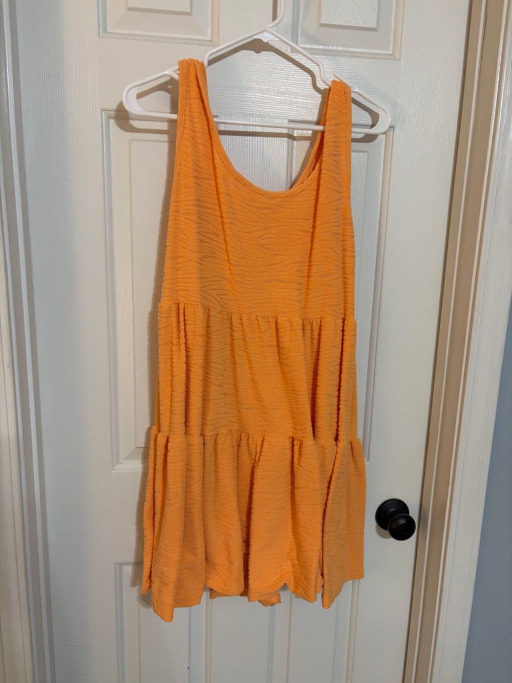 Tiered Sleeveless Summer Romper in Bright Orange
